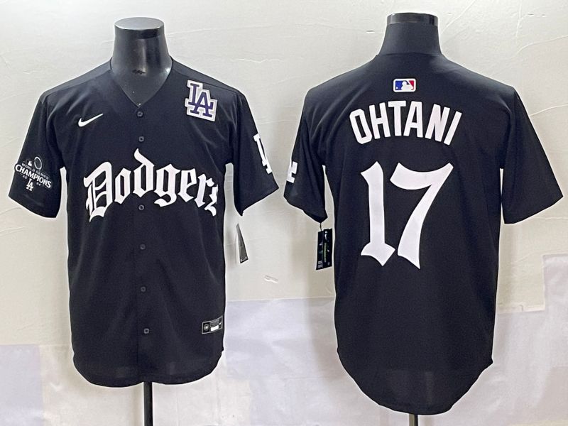 Men 2025 Los Angeles Dodgers #17 Ohtani Black Seventh generation Joint Name Nike MLB Jersey style 17->los angeles dodgers->MLB Jersey